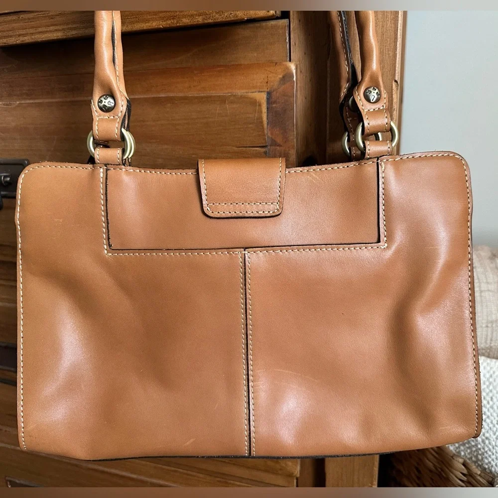 Patricia Nash Classic Tan Leather Tote Bag with Tassel Accent - Picture 3 of 10
